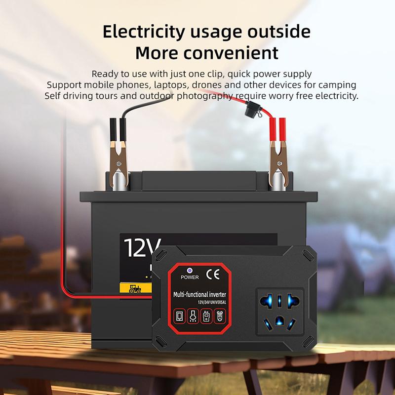 Car Power Inverter 200W 12V/24V To 220V Converter Charger Adapter Universal Socket Portable Vehicle-Mounted Home Auto Inverters