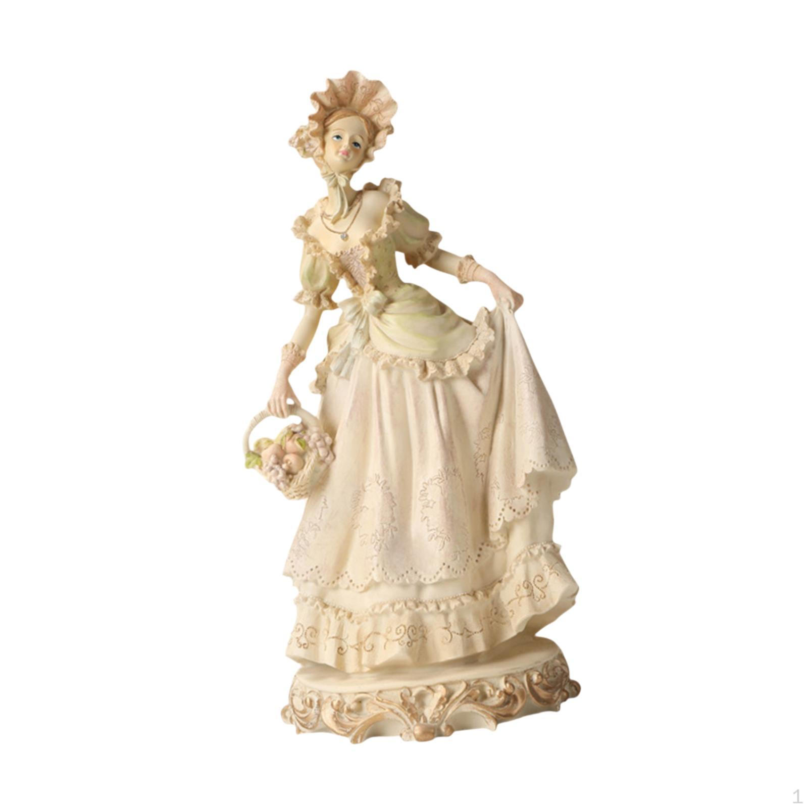 

Классическая европейская статуэтка леди из смолы для домашнего подарка, коллекционного украшения стола With Basket
