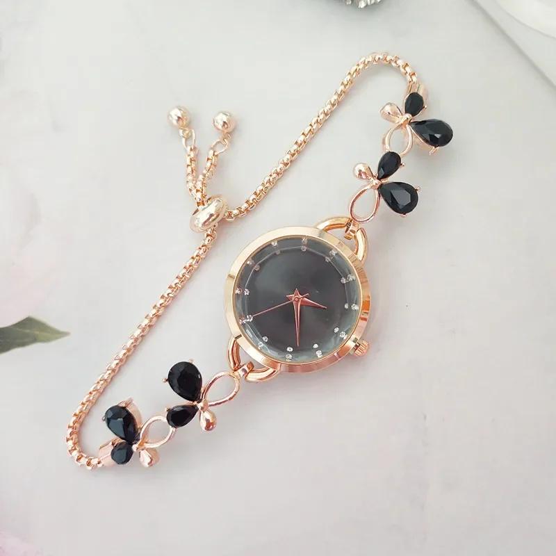 

Pull Rope Design Bow Tie Watch Women s Luxury Simple Quartz Wristwatches Bracelet Clock Gift Small Exquisite Girls Metal Watches чорний