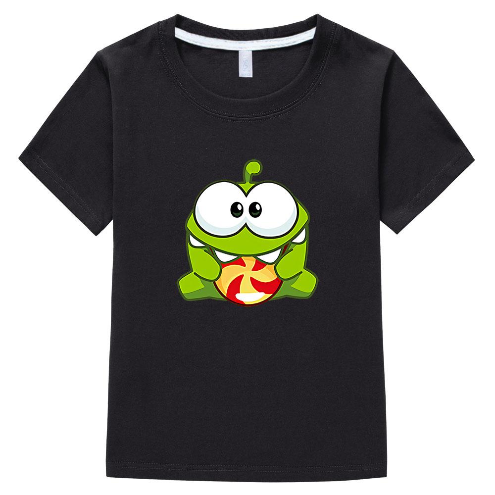 Dětská kreslená trička The Rope Om Nom Žába Potisk Dětská trička Oblečení pro kluky Letní tričko s krátkým rukávem Oblečení pro holky
