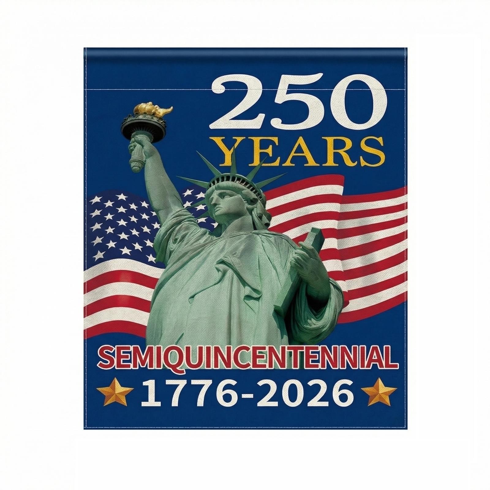 The People 1776-2026 Flag Memorial Day Patriotic 250th Birthday 250 Years United States Indoor Garden Decoration (250 YEARS) синий