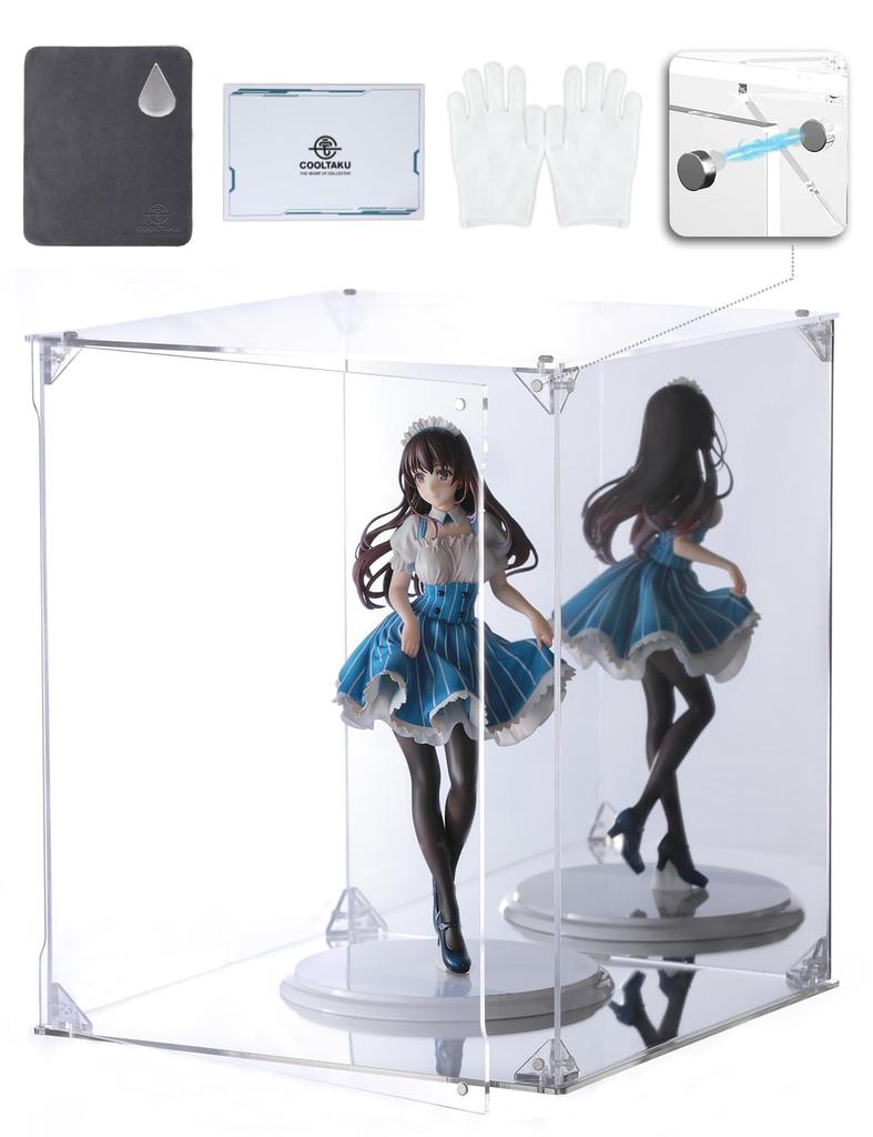 COOLTAKU Acrylic Figure UV Mirrored Mirrored Magnetic Front Sturdy Collection Assembled Acrylic Display Includes Gloves and Cleaning Cloth W X 25cm D