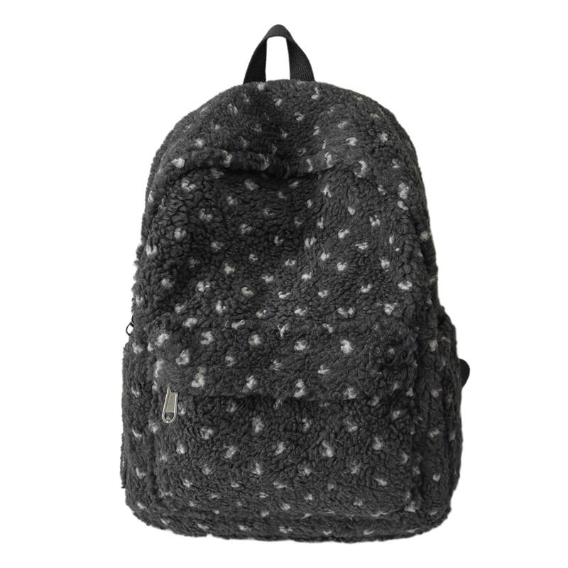 

Plush Backpack Student Schoolbag Printed Backpack сірий колір