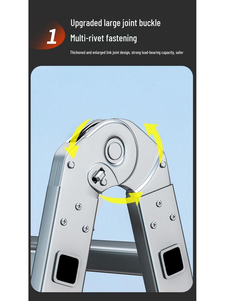 Galvanized Folding A-Frame Ladder: Double-Sided, Multifunctional, Thickened for Outdoor or Household Use