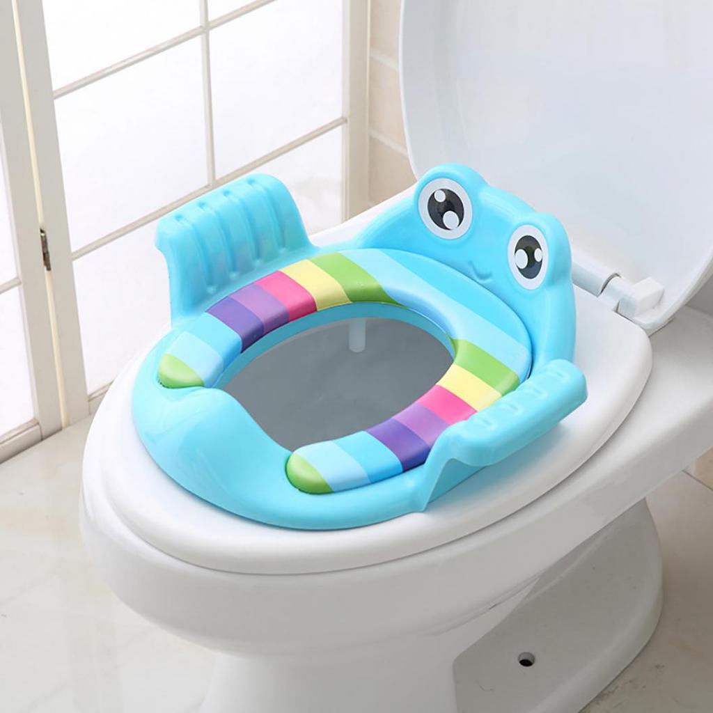 Frog Shape Baby Unisex Soft Padded Round Potty Training Toilet Seat with Handles