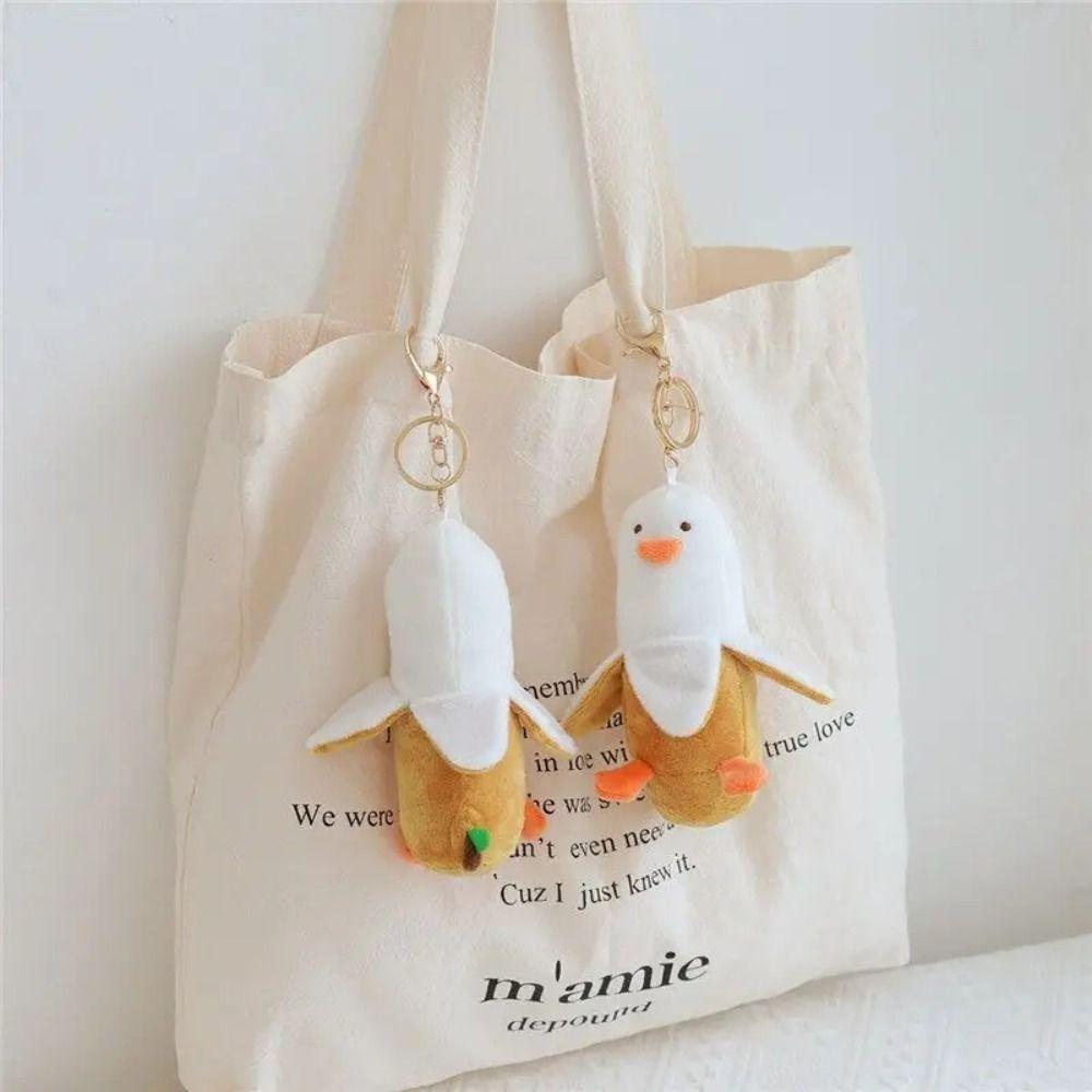 Peeled Banana Duck Plush Duck Keychain Soft Backpack Charm Cartoon Stuffed Dolls  Birthday Present