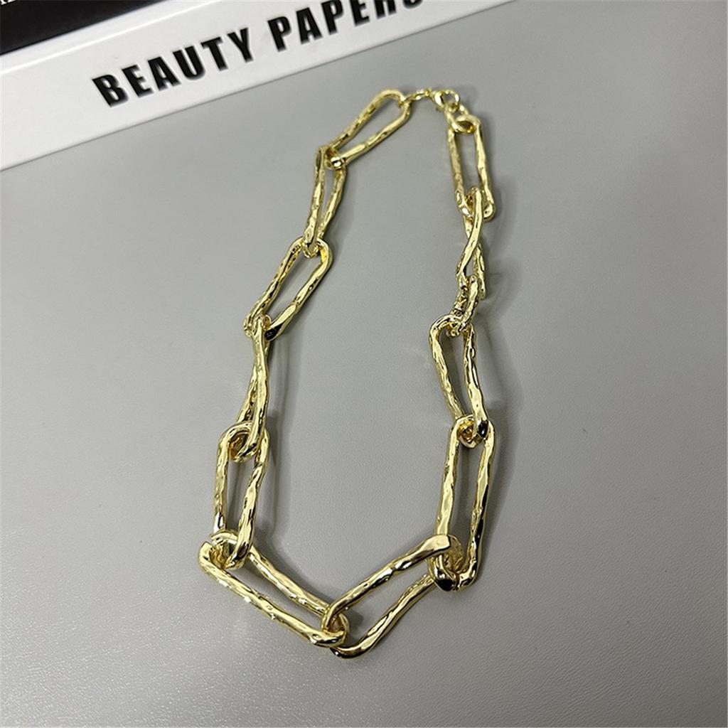 Tooxika Vintage High Feeling Thick Chain Textured Cuban Chain Necklace Heavy Streetwear Collarbone Chain