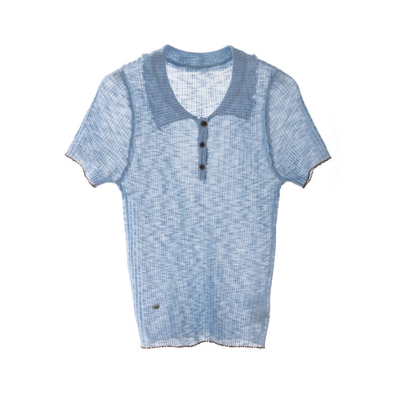GREEN BELT Slim Fit Striped Knit Polo Top S