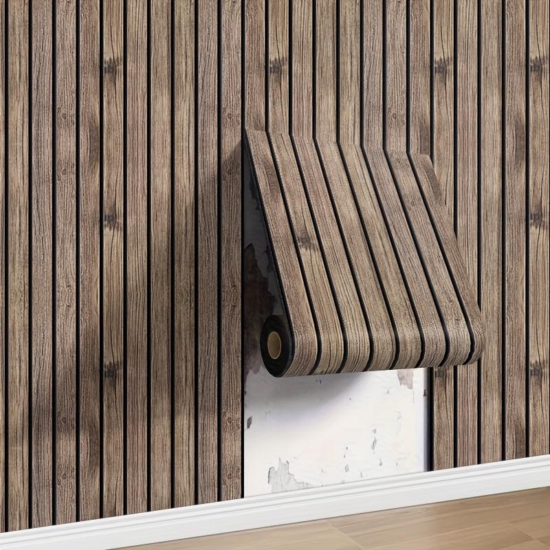 

3D Стеновые панели с текстурой дерева, Решетчатая доска, Наклейка на стену, Обои для украшения стен, Самоклеящаяся стеновая панель для фона под телевизор, Гостиная 118.11inch*15.748inch темно-коричневого