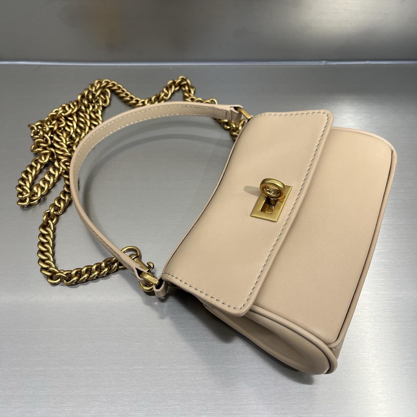 

Rodeo Cowhide Design Mini Hand Carry Kelly Baguette Bag High Texture Versatile Chain Underarm Bag Women 16*10*4.5cm абрикосовий