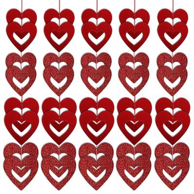 Pack Of 40 Hollow Heart Ornament for Festival Home Decoration Polyester and Paper Hanging Pendant Party Supplies