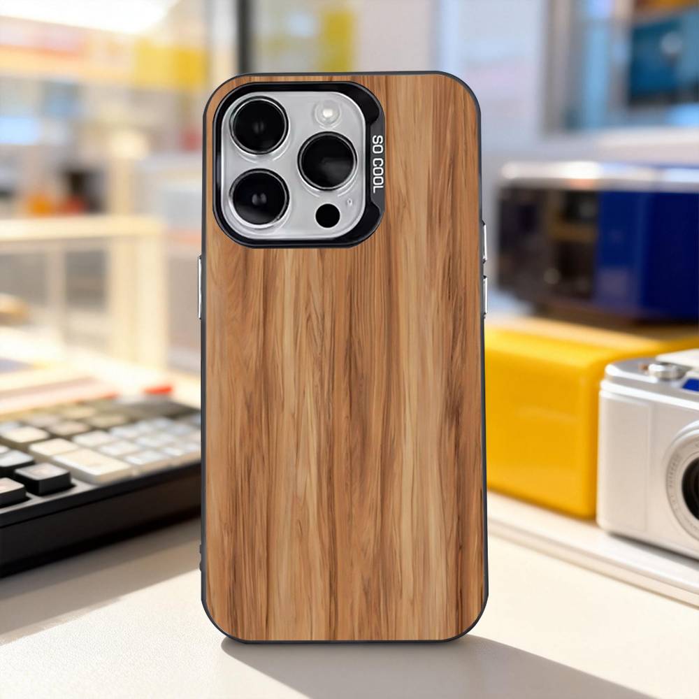 N-Natural Wood Printing For iPhone 17,16,15,14,13,12,11,Pro,Max,Plus,E,Air,Mini Anti Fall Black Matte Hard Bumper Phone Case