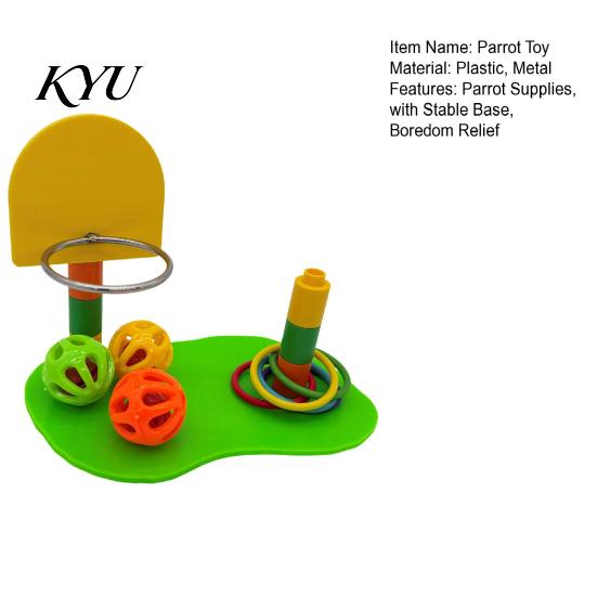 Bite Resistant Parrot Toys Basketball Hoop Toy, Interactive Bird Toss Ring Game, Cage Accessories Agility Training Enrichment Toy for Parakeets