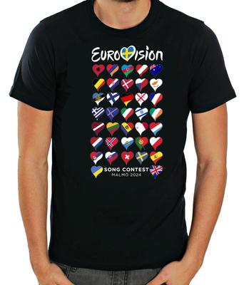 Song Contest Malmö 2024 Eurovision Short Sleeve White-Black Men's / Women TB
