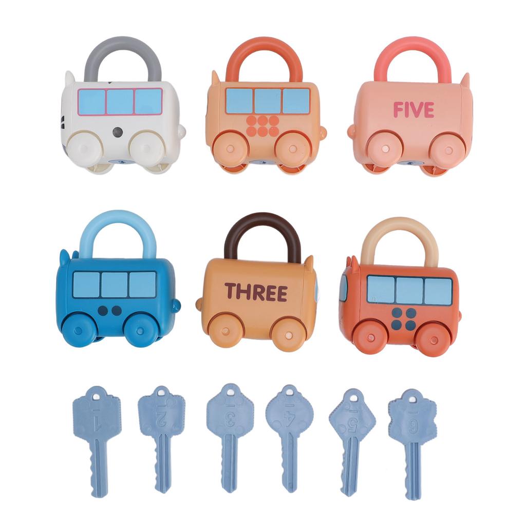 Lock and Key Car Toys Fine Motor Skills Cartoon Animal Sensory Matching Sorting Early Learning Toy W