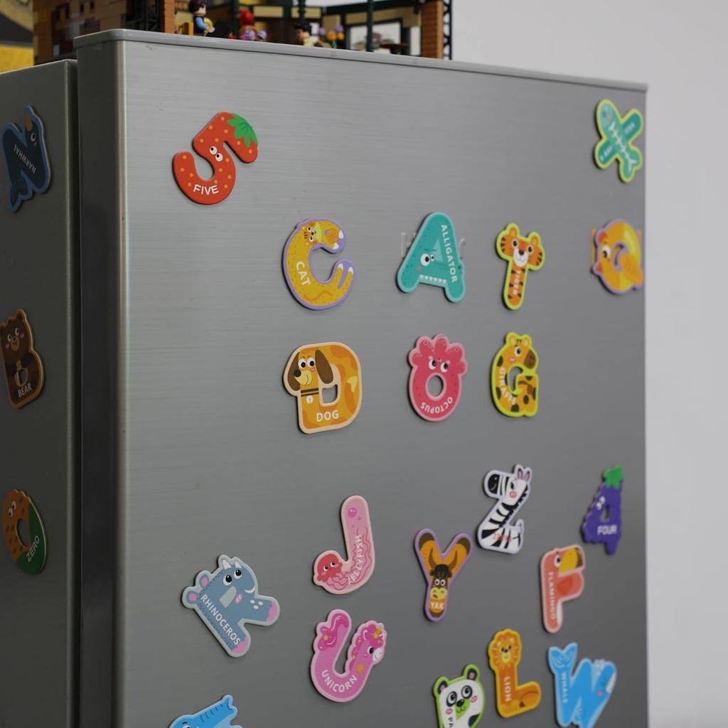 2-in-1 Educational Magnetic Set: 26 Letters + 16 Animals, Cardboard Magnets, Multicolor – Magnetic Puzzle for Kids Ages 3-6, Ideal for Early Learning