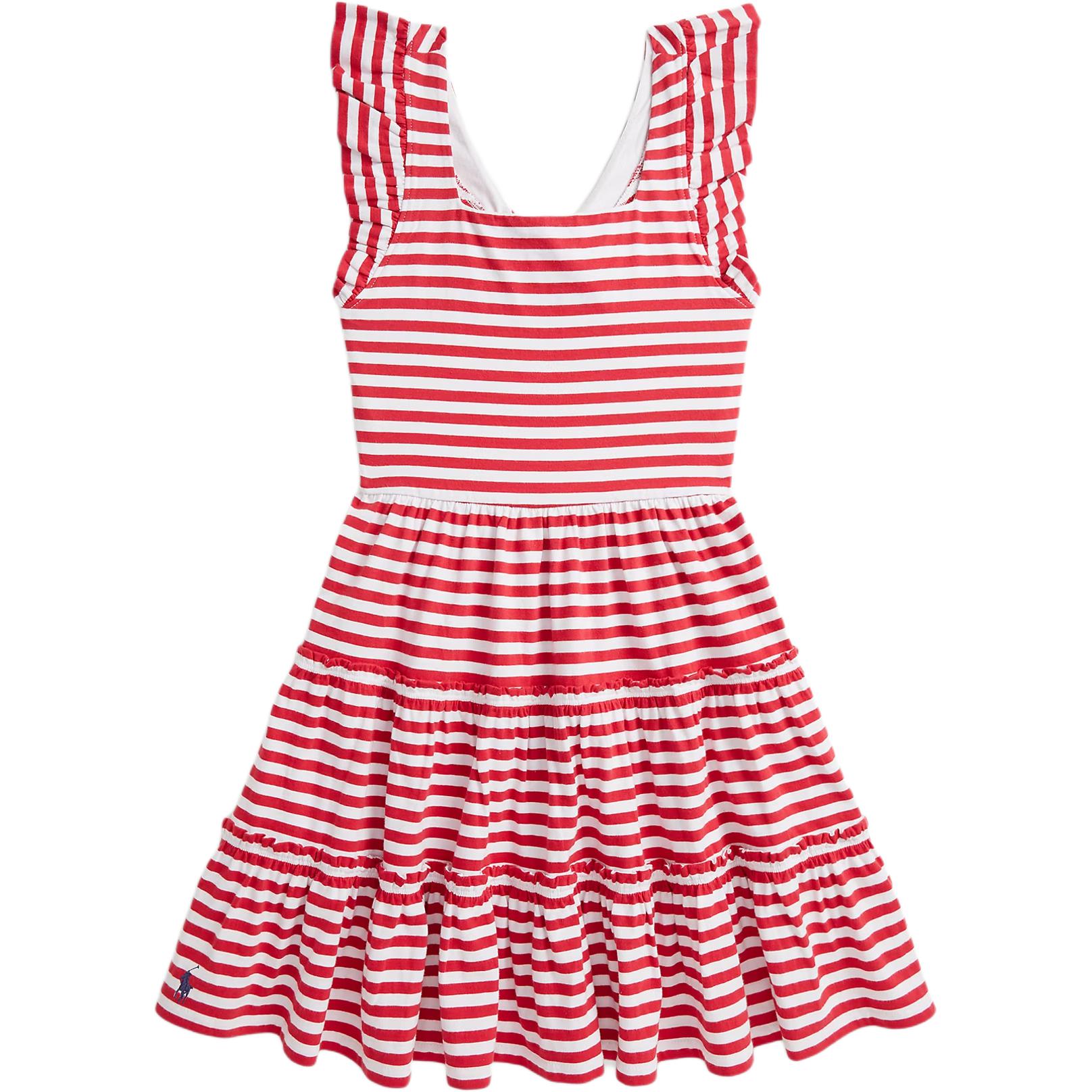 

Поло Ральф Лорен Полосатое платье с оборками Хлопковое Платье Детские Платья Красный 313965212-001 XL