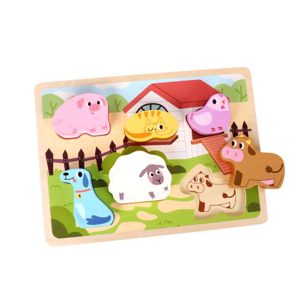 Puzzle Board Wooden Toys 3D Puzzles Pattern Cognitive Animal Jigsaw Toys  Kindergarten Kids