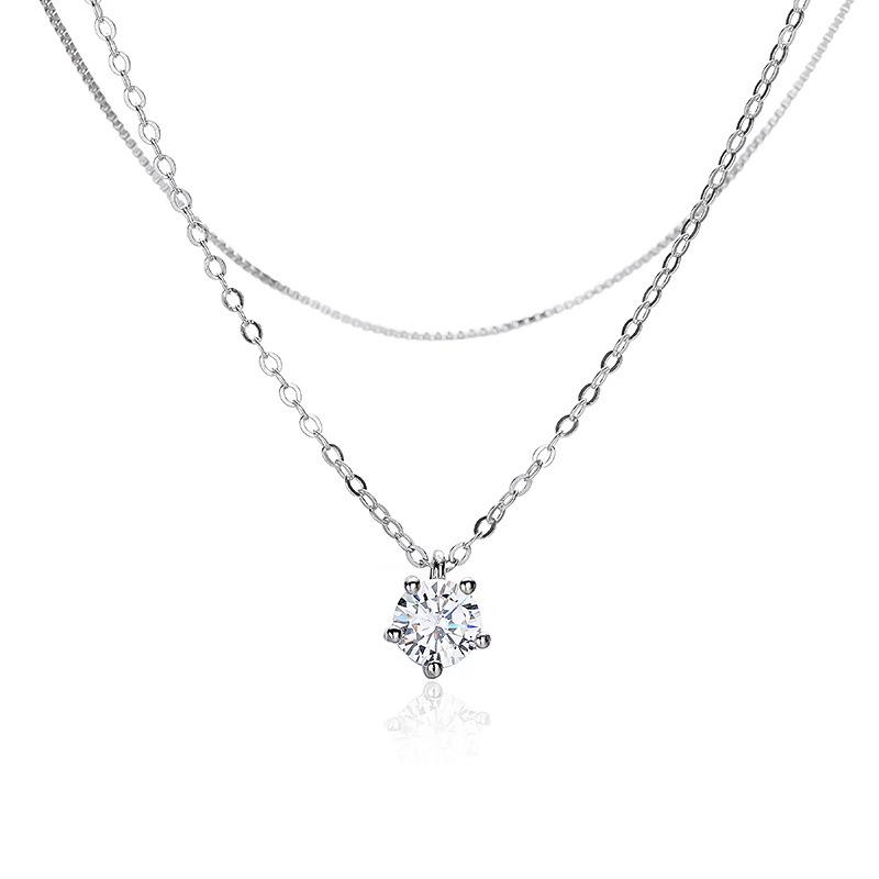 

Поступления 925 стерлингового серебра Двойной циркон Ожерелья и подвески для женщин Мода sterling-silver-jewelry 45cm