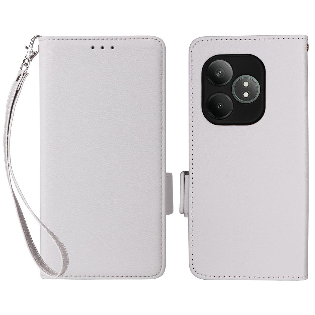 For Realme GT Neo6 SE 5G/Neo6 5G/GT 6 5G/GT 6T 5G Case with Wrist Strap Litchi Texture PU Leather Wallet Phone Cover