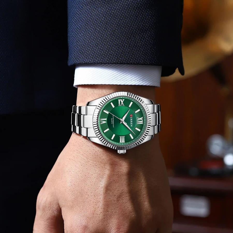 Men's Quartz Watches Fashion Elegant Simple Gold Silvery White Clock Stainless Steel Strap Wristwatch