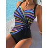 Plus Size Colorful Striped One-piece Swimsuit - Sexy, Slimming & Conservative