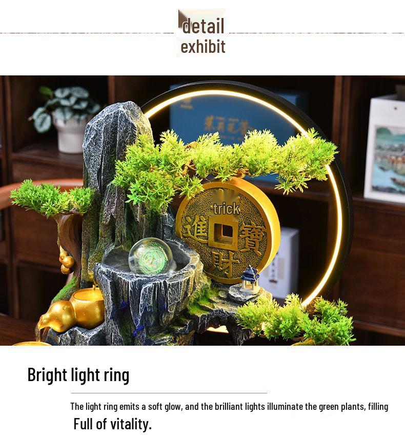 Feng Shui Wheel Fountain for Attracting Wealth: Rockery Water Feature for Office, Living Room, or Entryway - Perfect Housewarming Gift