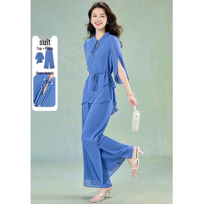 Meilan Ni Women s Modern Chinese Chiffon Suit Set 4XL