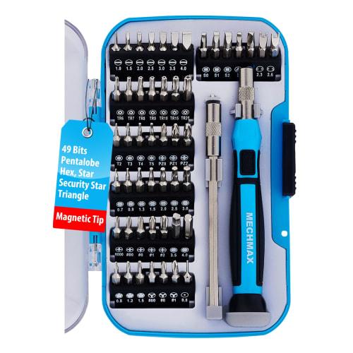 MECHMAX 51-Piece Magnetic Precision Screwdriver Bit Set with Pentalobe Bits for Apple iPhone, MacBook, Switch, Wii, PS5, Xbox, Smartphones, Laptops, T