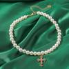 Elegant Cross Pendant Necklaces for Women Girls Pearl Beaded Choker Necklace Wedding Party Jewelry Gifts