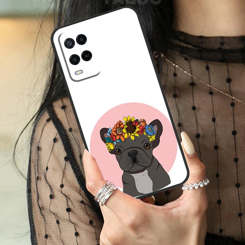 French Bulldog Case For Oppo A16 A76 A96 A17 A18 A60 A80 A40 A38 A58 A78 A98 A94 A74 A54 A15 A57 A77 A5 Pro OPPO A78 4G