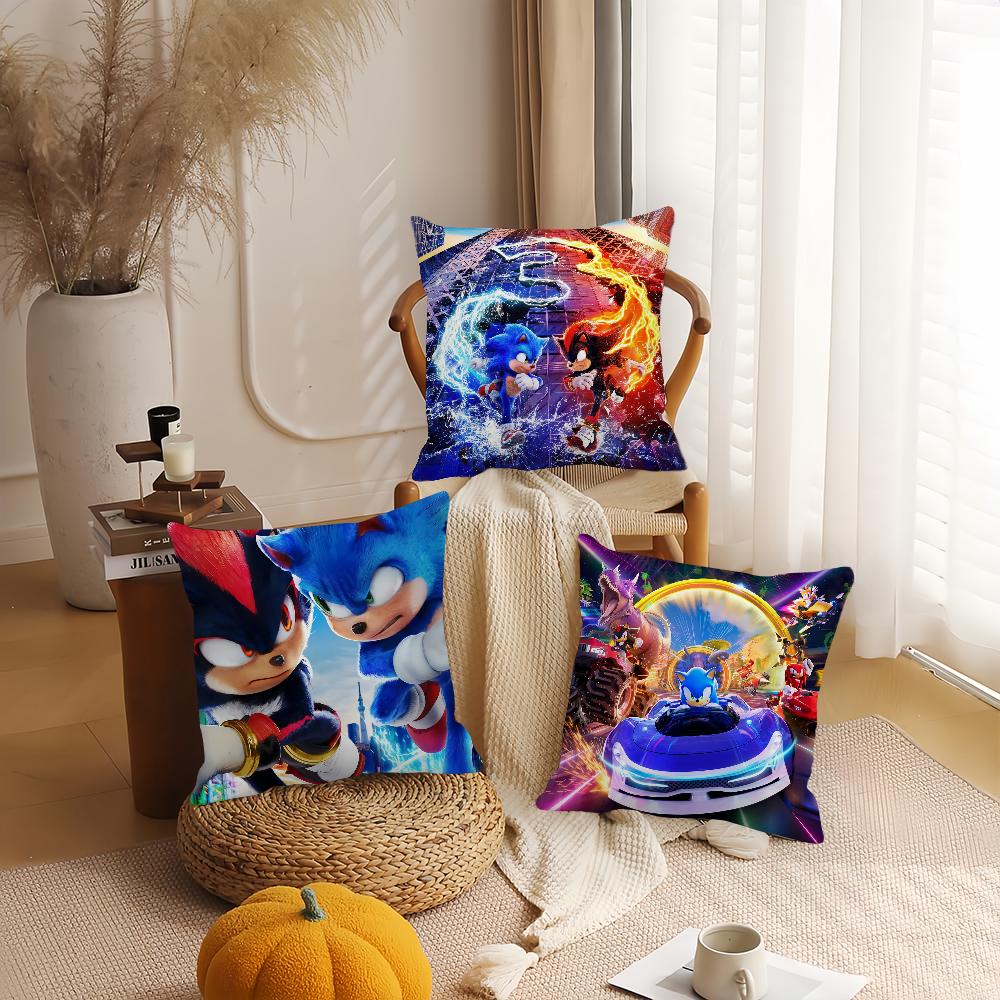 Movie S-Sonic The T-Hedgehog 3 Pillow Case Home Decoration Cushion Cover Suitable For Bedroom Car Office Sofa