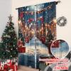 Set Of 2 Flat Printing Merry Christmas Scene Curtains Forest Snow Scenery Polyester Without Electricity Family Curtain