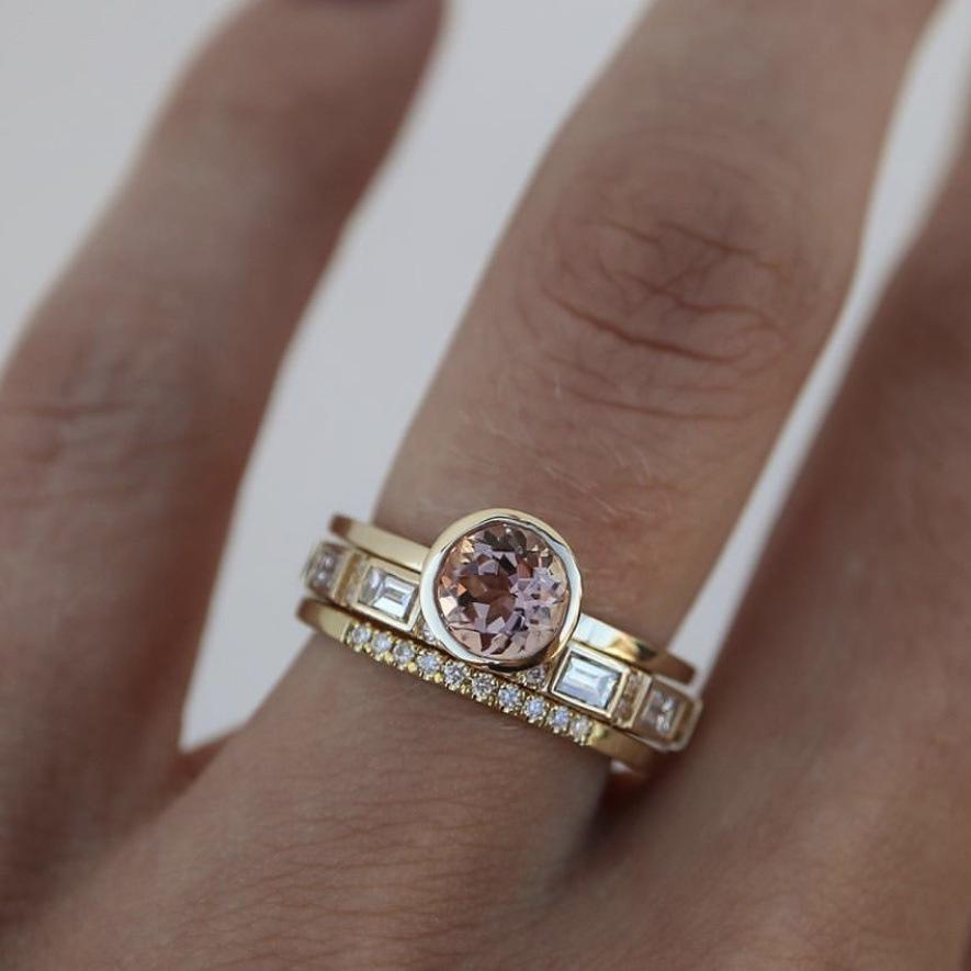 Deluxe Three-piece Ring, Women s Fashion Engagement Ring, Jewelry Ring Size 5