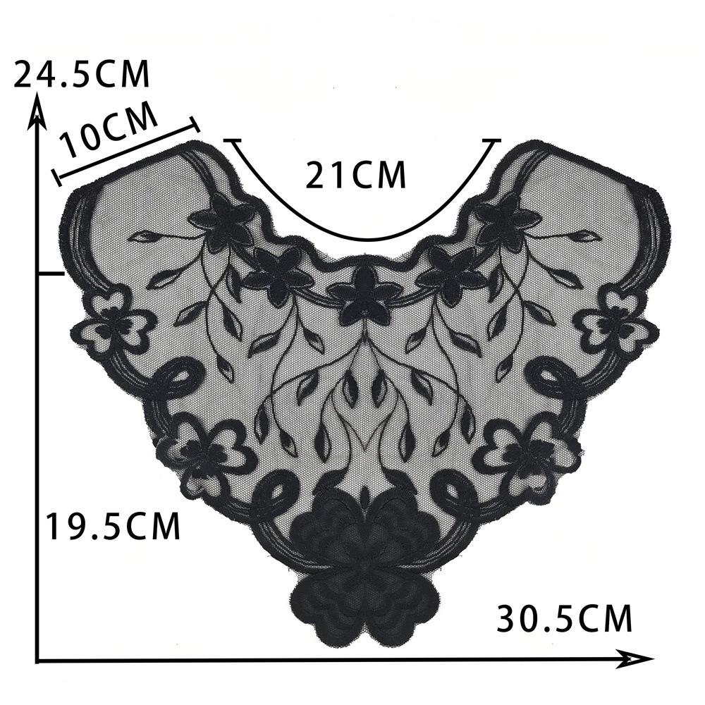 Black Embroidered Mesh Organza Front Collar Collar Sewing Lace Diy Decorative Dress Wedding Dress Accessories