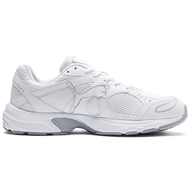 Puma Axis Round Toe Lace-Up Mesh Synthetic Leather Breathable Low-Top Running Shoes Unisex Sneaker White 368465-02
