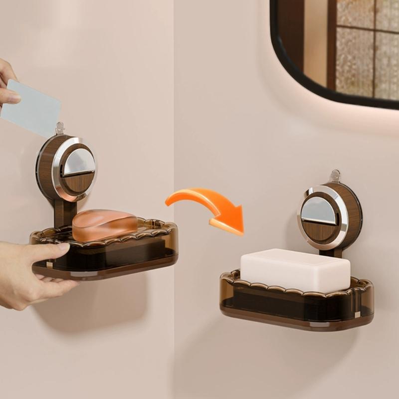 Elegante Portasapone con Ventosa Design Drenaggio Acqua Organizzatori Bagno Salvaspazio Scaffale in Plastica