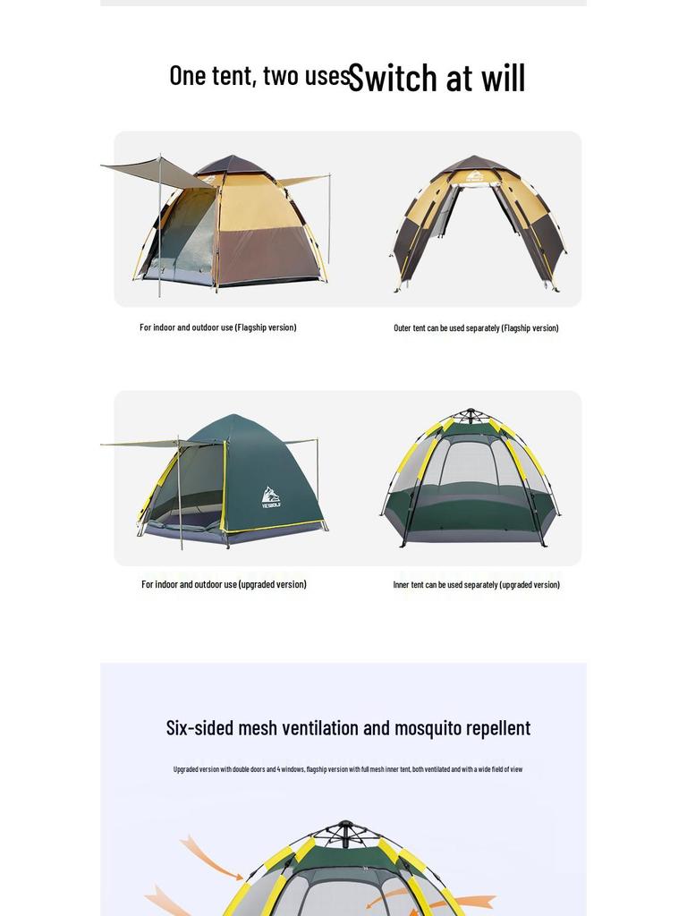 Portable Automatic Fast-Opening Rainproof Tent for 2-4 People - Ideal for Outdoor Camping, Wilderness, & Beach