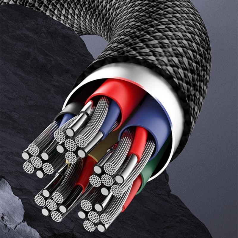 Heavy Duty Aluminum Alloy USB C Cable Wire PD100W Fast Charge And Data Transfer With Dynamic Colorful LED Light Effects