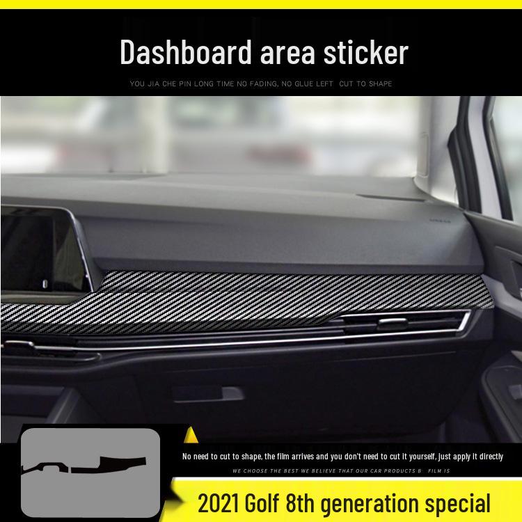 Compatible with 2021 VW Golf 8th Gen Interior Mod: Carbon Fiber Center Console & Door Protection Stickers