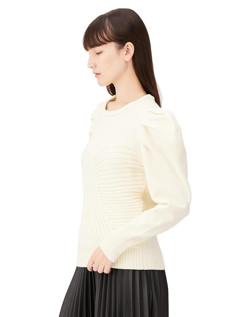 Double Standard Clothing Puff Sleeve Knit Women's Top, 0209-280-233