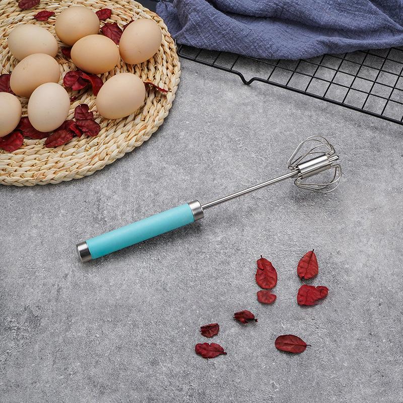 Stainless Steel Household Semi-Automatic Rotating Egg Beater Push-Type Egg Cream Baking Stirring Stick Manual Egg Beater
