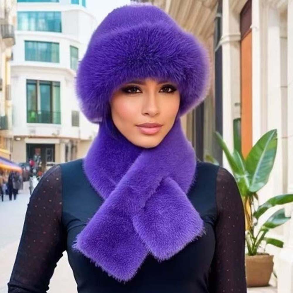 Windproof Russian Style Beanie Thickened Faux Mink Headwear Cossack Hat Set  Commuting