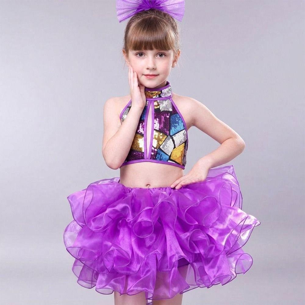 with Headwear Jazz Dance Costume Romantic Children Dance Outfit Stage Performance Costume Kids