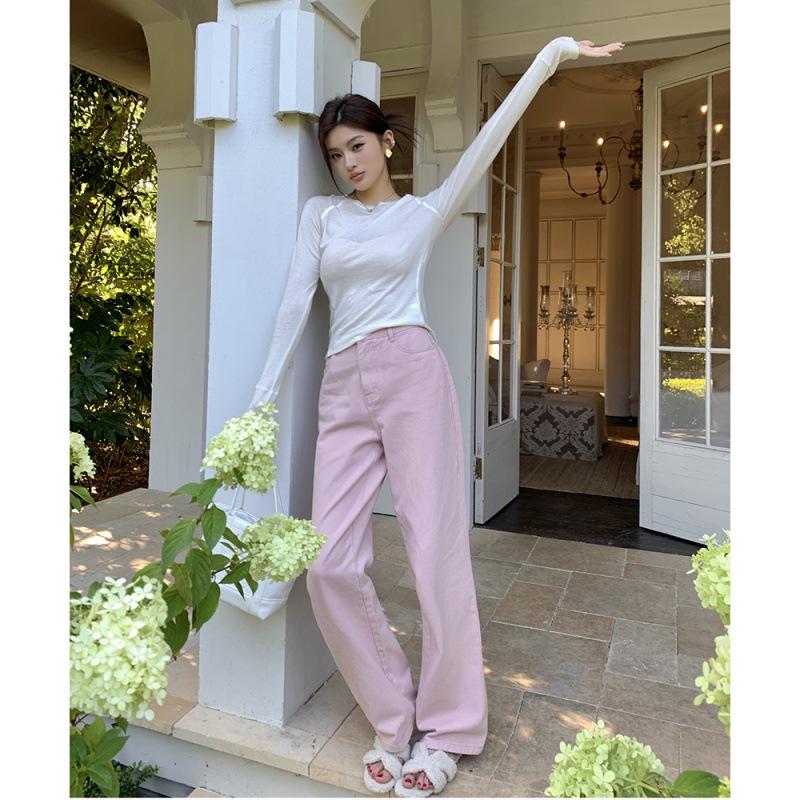 2026 Spring/Summer Women's White Patchwork Long Sleeve Knit Top