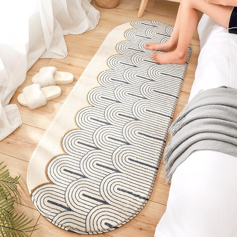 Bedroom Bedside Oval Carpet Modern and Simple Machine Washable Bay Window Balcony Long Strip Short Plush Carpet