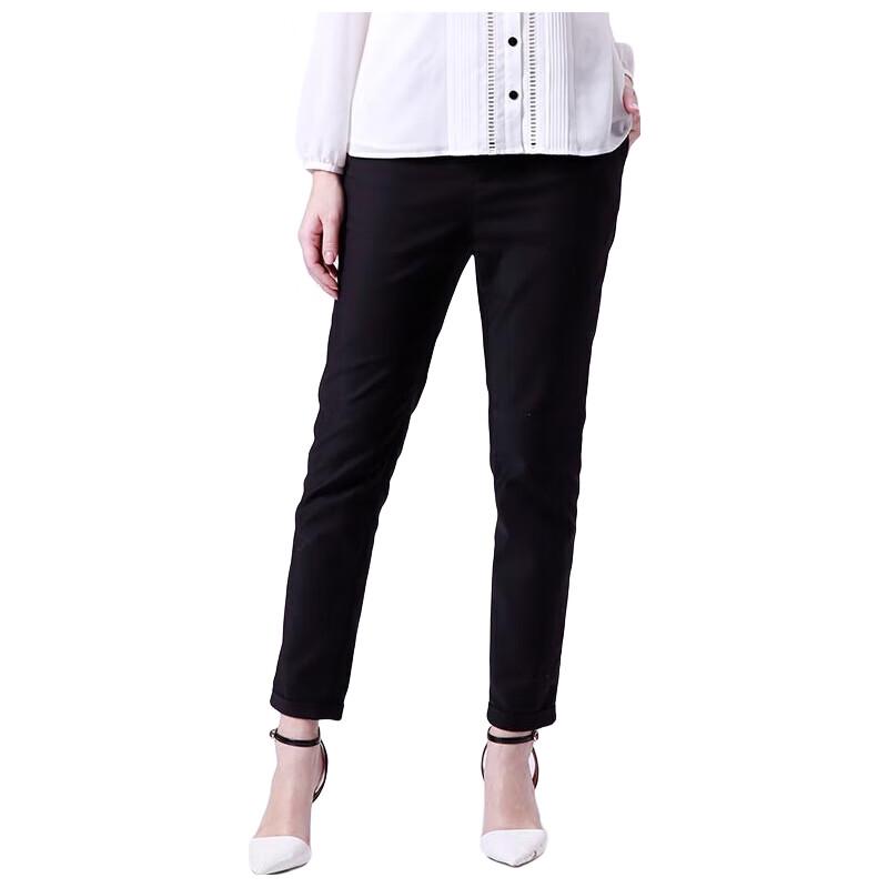 Anlom Women's Black Cropped Pencil Casual Pants