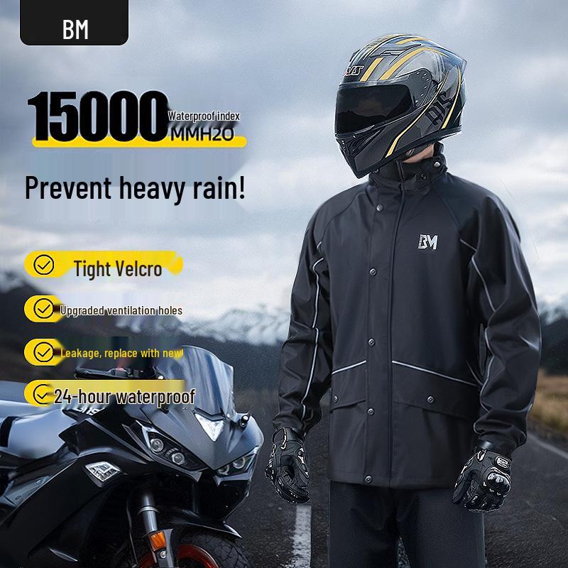 Pánský nepromokavý reflexní motocyklový pláštěnkový set a kalhoty