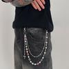 Salircon New Exquisite Luxury Cross Pendant Imitation Pearl Keychain Belt Chain Men Punk Trousers Jean Chain HipHop Jewelry Gift