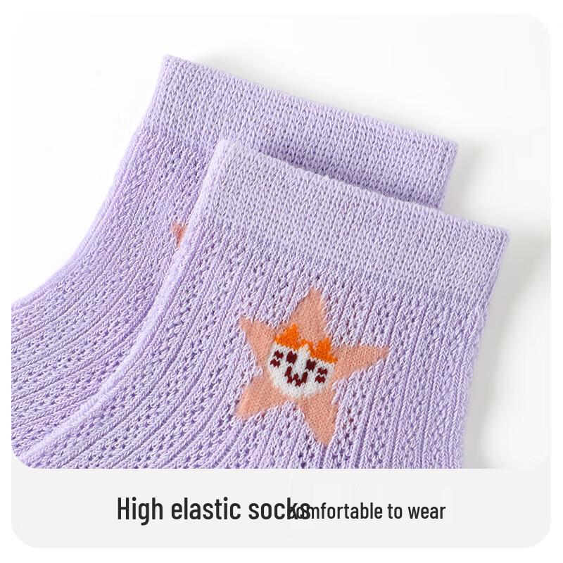 M_XIN Girls' Summer Mesh Breathable Cotton Mid-Calf Socks